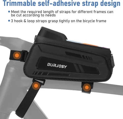 Miniatura 7 de Bolsa de marco frontal para teléfono de bicicleta, bolsa impermeable para teléfono con pantalla táctil de TPU y visera solar, accesorios