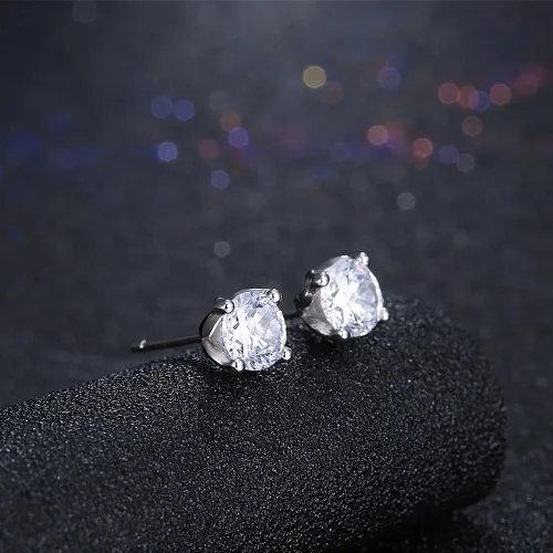 Miniatura 8 de TTVOVO Aretes de plata de ley 925 con circonita cúbica brillante de corte princesa, aretes de diamante de circonita cúbica para mujeres y hombres