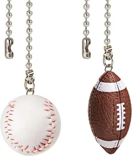 Miniatura 7 de Tiradores de cadena para ventilador de techo, extensión decorativa de 12 pulgadas, adornos extensores de fútbol y baloncesto, juego de tiradores