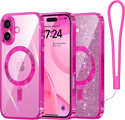 Miniatura 82 de Meifigno Candy Mag Series - Funda diseñada para iPhone 15 Pro, compatible con MagSafe, tarjeta con purpurina y correa de muñeca, protección completa