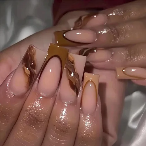 Miniatura 13 de MISUD Uñas a presión – Uñas cuadradas largas con pegamento rosa y negro, acrílico Y2K diseño de dijes de 24 piezas