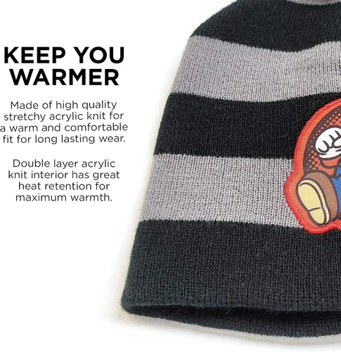 Miniatura 4 de Nintendo Conjunto de gorro de invierno, bufanda y guantes para niños, Super Mario para edades de 4 a 7 años