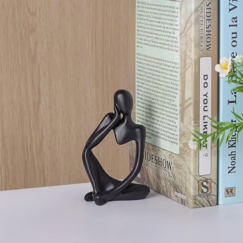 Miniatura 6 de BMLCGJ Estatua del pensador dorada, escultura de arte abstracto decorativa, figuras coleccionables de resina dorada para decoración del hogar, sala