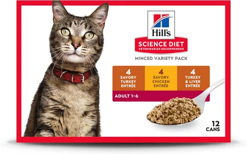 Miniatura 21 de Hill's Science Diet Adulto 1-6, Nutrición Premium para Adultos 1-6, Alimento Húmedo para Gatos, Pollo Picado, Lata de 5 oz, Caja de 24
