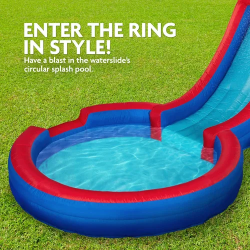 Miniatura 4 de Sunny & Fun Parque acuático inflable de un solo anillo – Resistente para la diversión al aire libre – Pared de escalada, tobogán y piscina profunda