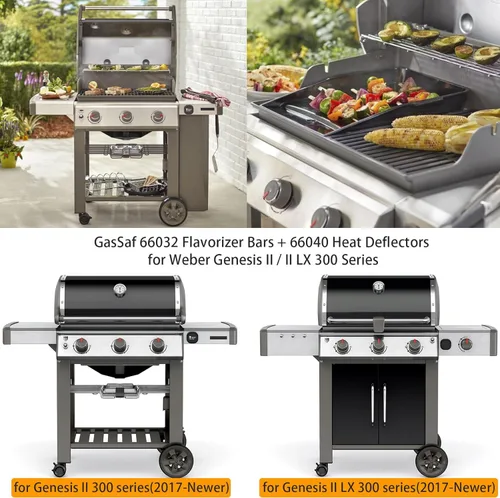 Miniatura 4 de GasSaf Barras aromatizantes de 17 pulgadas para parrillas de gas Weber Genesis II 300, deflectores de calor 304 para Weber GS4 Genesis II E-310, II