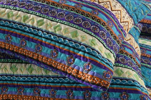 Miniatura 6 de MarCielo Juego de ropa de cama bohemia, colcha acolchada de 3 piezas, azul, King, poliéster