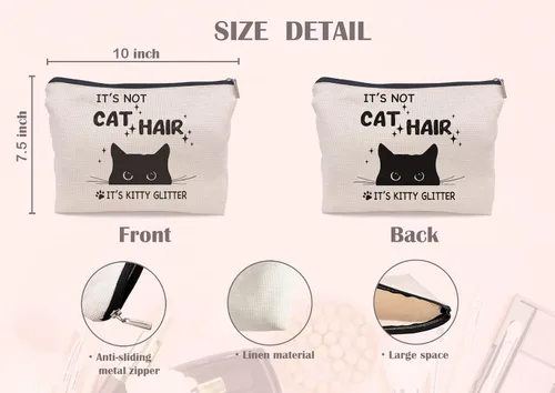 Miniatura 5 de Divertida bolsa de maquillaje para gatos, bolsa de cosméticos pequeña con cremallera, regalos de cumpleaños para amantes de los gatos, mujeres, Cat-a