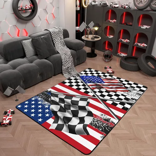 Miniatura 9 de Alfombra de Juego de Autos de Carreras para Niños, Alfombras de Juego para Niños, Alfombra de Sala de Juegos para Niños con Respaldo de Goma