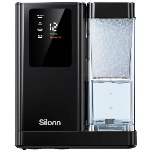 Silonn Máquina de hielo de pepitas para encimera, producción diaria de hielo de 40 libras con tanque de agua extraíble de 3 L, máquina de hielo de