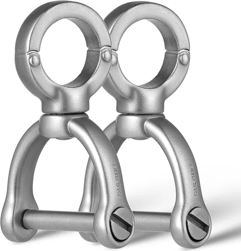 Miniatura 9 de TISUR Llavero pequeño para automóvil, llavero de anillo en D con grillete de tornillo, llavero giratorio resistente para llavero, bolso, llavero