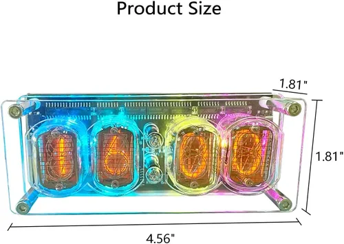 Miniatura 7 de Reloj de Tubo Luminoso - Reloj de Tubo Nixie Retro con Pantalla Digital, Luz RGB, Perfecto para Decoración de Escritorio y Habitación, Regalo