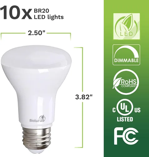 Miniatura 2 de Bioluz LED Bombillas BR20 de 2700 K, bombillas LED blancas cálidas brillantes de 6 W = 50 W, repuesto 90 CRI 540 lúmenes para interiores
