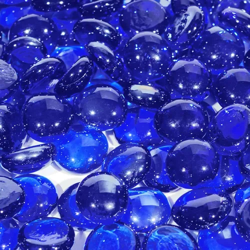 Miniatura 9 de Vidrio para Hoguera, Rocas de Hoguera Azul Cobalto para Fogata de Propano, Chimenea y Decoración Exterior, Cuentas de Vidrio para Fuego Redondas