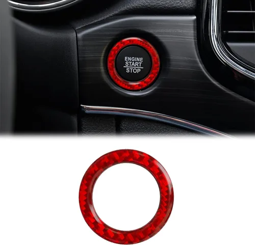 Miniatura 6 de SUNJIKA Compatible con cubierta de botón de arranque de motor interior de fibra de carbono para Jeep Grand Cherokee 2014, 2015, 2016, 2017, 2018