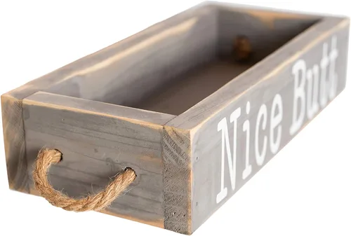 Miniatura 7 de MAINEVENT Bonita caja de decoración de baño, una caja con impresión en 2 lados, decoración de inodoro de baño, bonito organizador rústico Gris