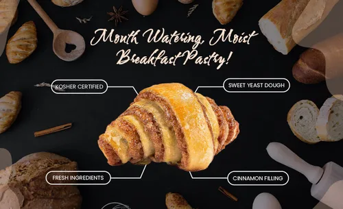 Miniatura 7 de Rollos de canela Bollos de canela Pastelería de desayuno Rugelach Pasteles Croissants de canela Sin colorantes añadidos Sin lácteos