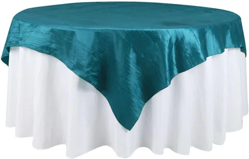 Miniatura 11 de Efavormart - Mantel cuadrado de tafetán arrugado de acordeón beige de 72 x 72 pulgadas
