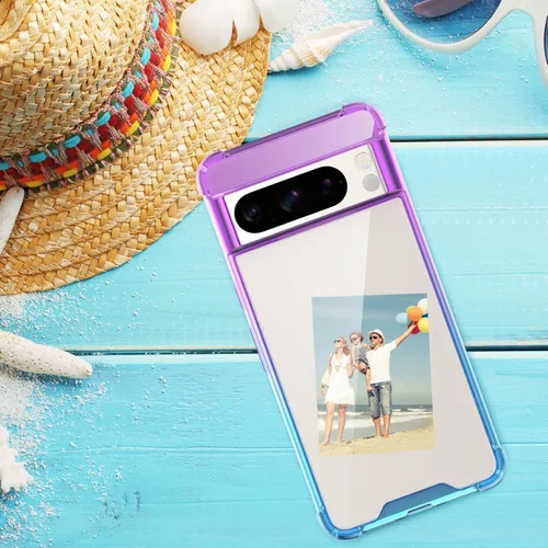 Miniatura 3 de Funda para Google Pixel 8 Pro, funda transparente con bonito degradado para teléfono, TPU reforzado, parte trasera de policarbonato duro, funda