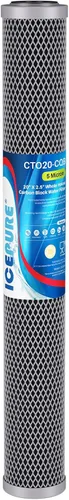 Miniatura 14 de ICEPURE Cartucho de filtro de agua de sedimentos de carbono CTO para toda la casa de 1 micrón, 20 x 2.5 pulgadas, compatible con C1-20, EP-20