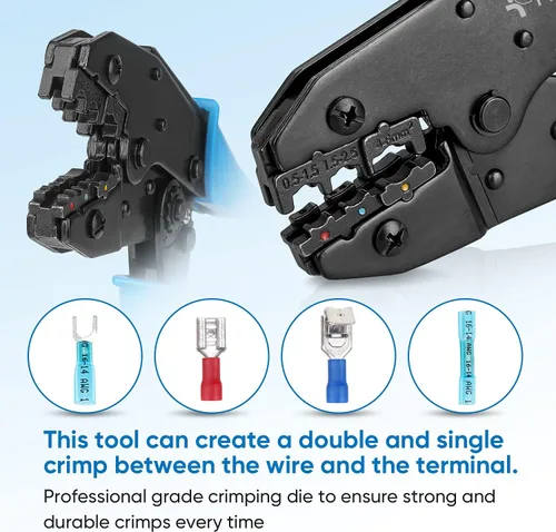 Miniatura 2 de TICONN Herramienta de crimpado para conectores termorretráctiles, crimpadora de cables de trinquete, alicates de prensado, crimpadora de terminales