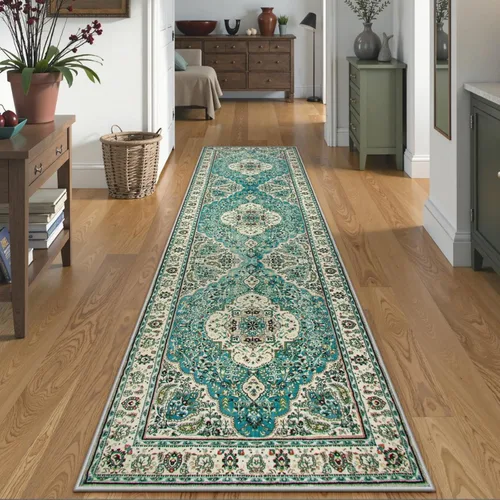 Miniatura 84 de Lahome Alfombra tribal bohemia de 2 x 3 pies, alfombra verde pequeña para entrada, suave, antideslizante, lavable, alfombra de baño bohemia de pelo
