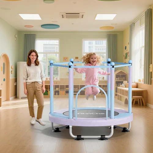 Miniatura 4 de Fitinone - Cama elástica para niños, de 5 pies, para interiores y exteriores, con malla de seguridad, regalos de cumpleaños para niños, regalos