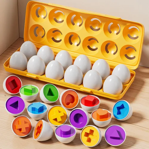 Miniatura 8 de JUKUDAHU Huevos Emparejados Juguetes para Niños Pequeños de 1 2 3 4 Años - Juegos de Clasificación de Formas y Colores, Huevos de Pascua para Niños