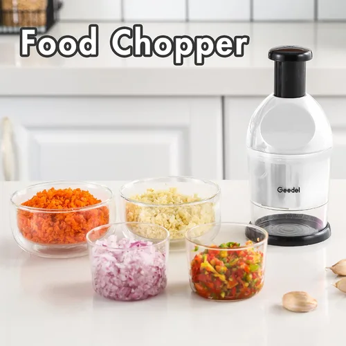 Miniatura 7 de Geedel Picador de Alimentos, Picador Manual de Verduras Fácil de Limpiar, Apto para Lavavajillas, Picador de Cebolla Manual para Vegetales, Blanco