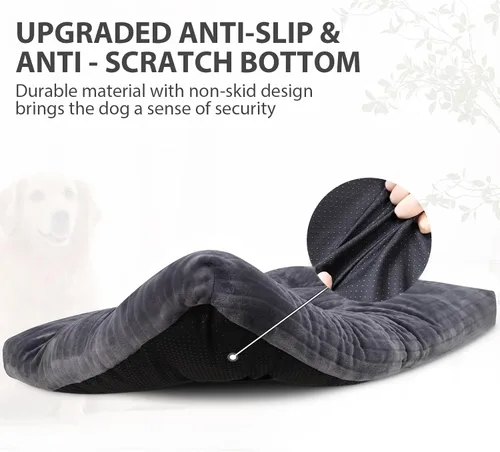 Miniatura 4 de Cama para perros, lavable para perros extragrandes, de franela gruesa, esponjosa, cómoda, antideslizante y antiarañazos, tapete para dormir para Gris