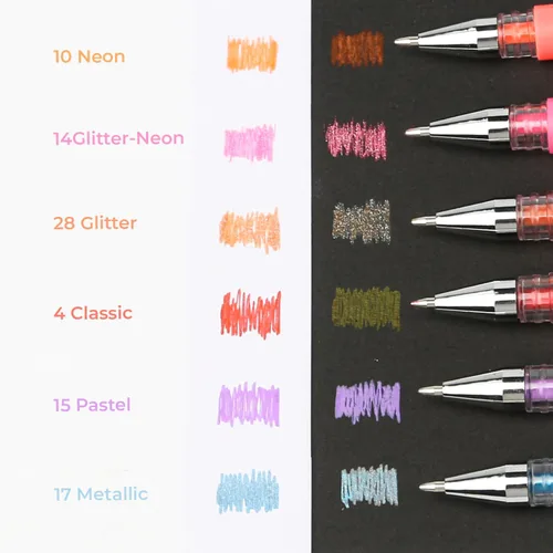 Miniatura 4 de Bolígrafos de gel para colorear para adultos, 88 colores, bolígrafos de gel con purpurina para artistas, 40% más de tinta con 88 recambios a juego