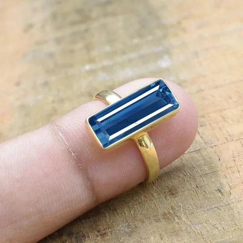 Miniatura 52 de Anillo de plata de ley maciza superpuesta de oro amarillo de 18 quilates para mujer, anillo de compromiso de plata esterlina, juego de bisel