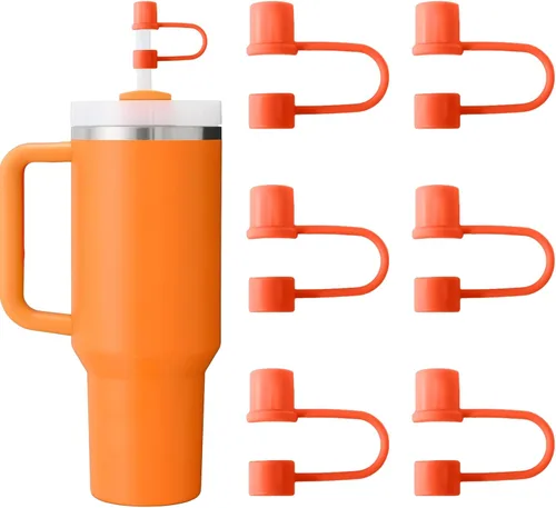 Miniatura 12 de 6 piezas de cubiertas de pajita de silicona con tapa compatible con vaso Stanley de 30-40 oz con mango, tapa de 10 mm, cubiertas de pajita a prueba