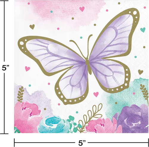 Miniatura 2 de Servilletas de bebidas Golden Butterfly de 16