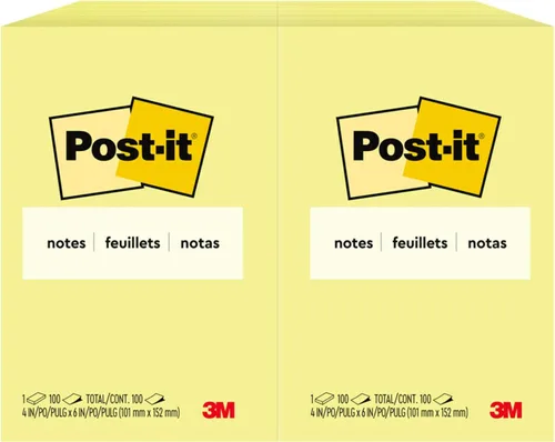 Miniatura 10 de Post-it Notas, 4 x 6 pulgadas, notas adhesivas favoritas #1 de Estados Unidos, amarillo canario, 12 blocs por paquete