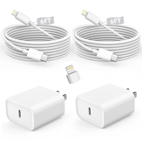 Cargador rápido para iPhone, cargador de iPhone de carga rápida, paquete de 2 bloques de cargador de pared USB C, cargadores rápidos para iPhone de