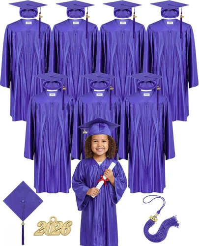 Miniatura 10 de Xuhal Juego de 8 gorros y batas de graduación preescolar para jardín de infantes, gorro de graduación para niños con borla de graduación 2026