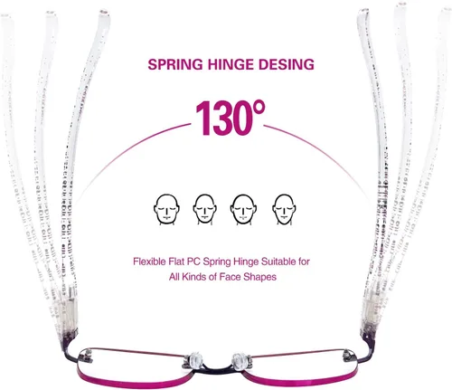Miniatura 4 de Paquete de 3 lentes de lectura sin montura para mujer, lectores ligeros de bisagra de resorte, anteojos artísticos clásicos y elegantes con UV 400
