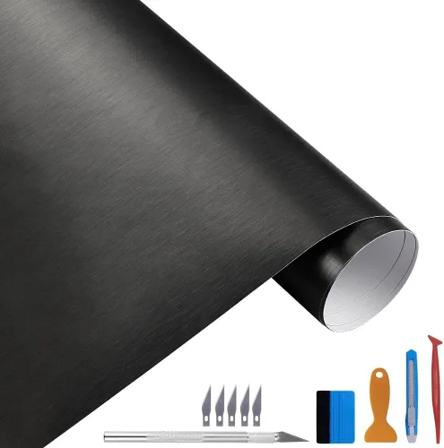 Miniatura 12 de LZLRUN - Rollo de vinilo de acero metálico cepillado con tecnología de liberación de aire, adhesivo de estilo DIY, vinilo adhesivo para envolver