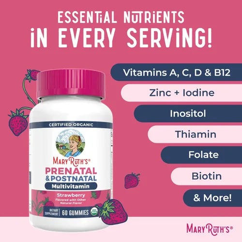 Miniatura 8 de MaryRuth Organics Vitaminas Prenatales para Mujeres Gomitas Prenatales Orgánicas del USDA Vitaminas Postnatales para Mujeres Lactantes