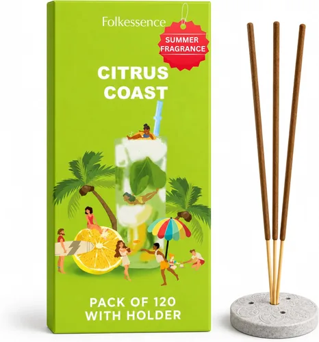 Miniatura 19 de Folkulture Varillas de incienso japoneses Paquete de 60 inciensos de madera de aloe premium Sin carbón, sin humo negro Aroma amaderado