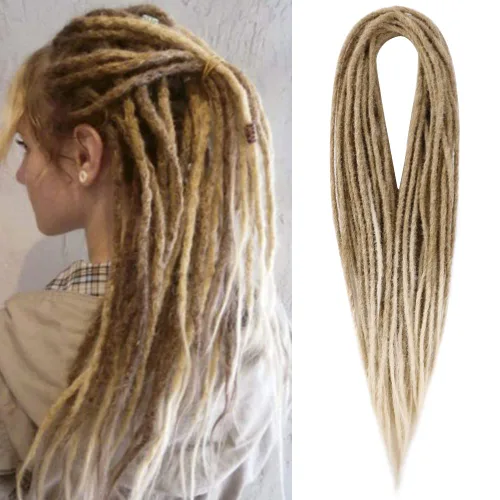 Miniatura 10 de Boho Dreads - Extensiones de rastas sintéticas de doble extremo con trenzas de caja, de 24 pulgadas, 10 hebras delgadas, suaves, color rojo y marrón