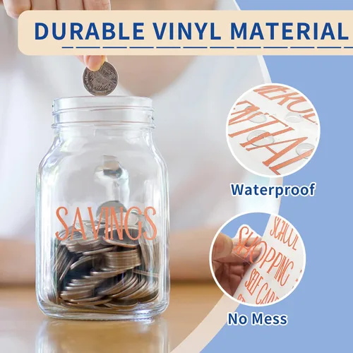 Miniatura 5 de 100 Calcomanías de Categoría de Presupuesto de Oro Rosa - Calcomanías de Vinilo Transparente para Planificador del Sistema de Sobres de Efectivo