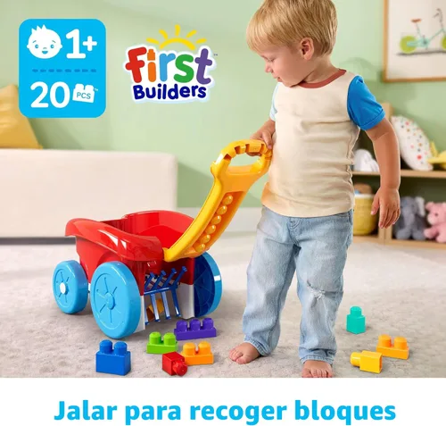 Miniatura 2 de MEGA BLOKS First Builders - Juguete de construcción para niños pequeños, carro con pala para bloques y 20 piezas con almacenamiento incorporado