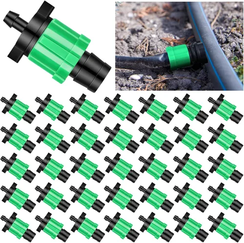 Miniatura 8 de Frienda Kit de riego por goteo de 50 piezas, púas de 1/4 pulgadas para cinta de goteo de 5/8 pulgadas, cerraduras giratorias, plástico PP azul
