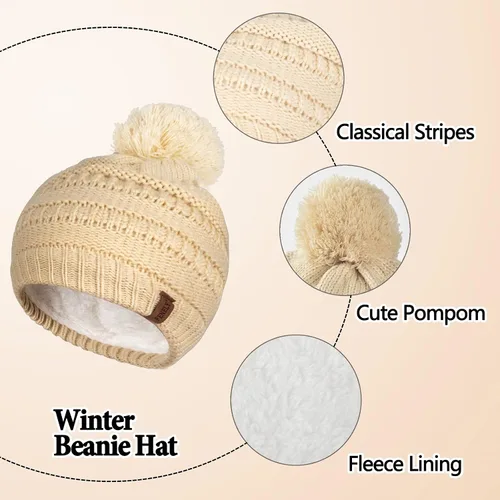 Miniatura 2 de Conjunto de gorro de invierno para niños, bufanda y guantes con forro polar para niñas de 1 a 5 años
