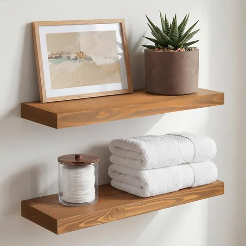 Miniatura 77 de Homeforia Estante flotante blanco de 48 pulgadas, estantes flotantes de madera maciza de alta gama de 48 pulgadas de largo para montaje en pared