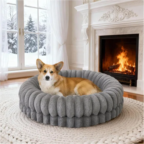 Miniatura 9 de BALANCE Cama de Donut de Lujo para Perros, Cama Redonda de 30 Pulgadas para Perros Medianos Lavable, Cama Ortopédica Calmante para Perros con Fondo