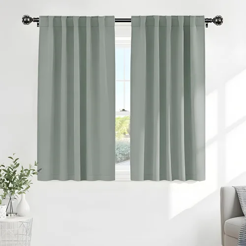 Miniatura 122 de PONY DANCE Cortinas cortas con aislamiento térmico para ventana pequeña, para guardería, baño, cocina, lavandería, caravana, sótano, 29 pulgadas