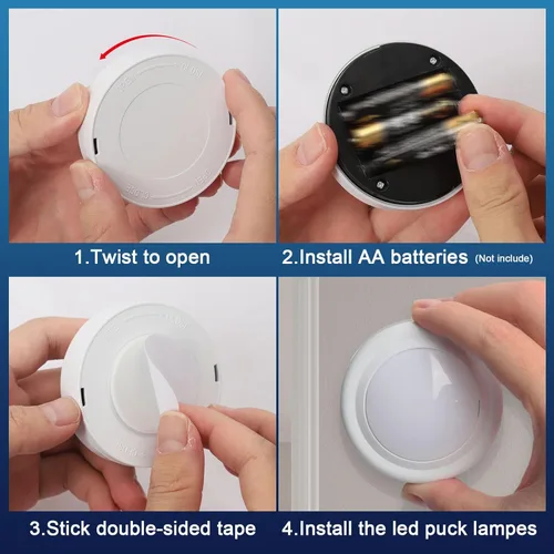 Miniatura 7 de Luces de disco con control remoto, 13 colores intercambiables, luces LED de disco con pilas, regulables, para debajo del gabinete, con 1 control